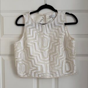 Milly Cream Geometric Textured Blouse